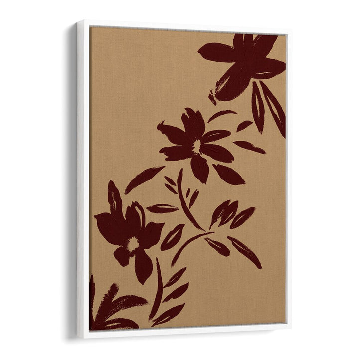 Elegant BRUSHSTROKES FLOWERS, FLORAL FLOWER PAINTINGS in a white floater frame, perfect for enhancing your decor.