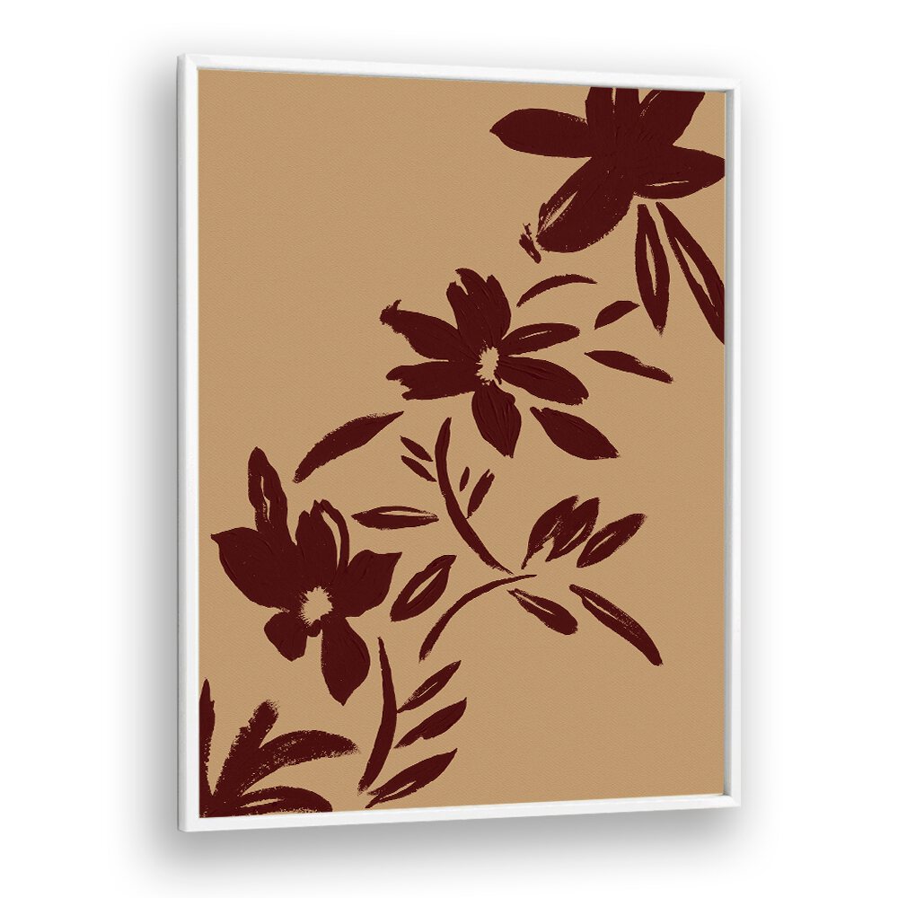 Elegant BRUSHSTROKES FLOWERS, FLORAL FLOWER PAINTINGS in a white frame, perfect for transforming your living space.