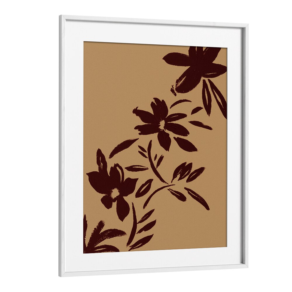 Elegant BRUSHSTROKES FLOWERS, FLORAL FLOWER PAINTINGS in a white frame, perfect for transforming your living space.