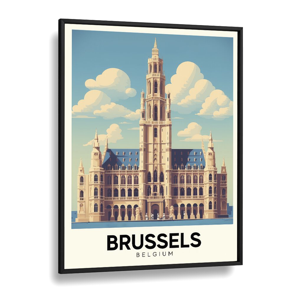 Stylish BRUSSELS - BELGIUM-II, TRAVEL POSTERS featuring the iconic city hall, perfect for art lovers and explorers.