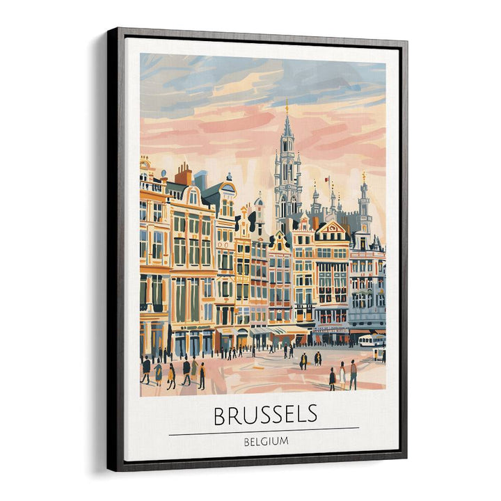 Stunning BRUSSELS - BELGIUM-I, TRAVEL POSTERS in a sleek black floater frame, perfect for art lovers and travelers.