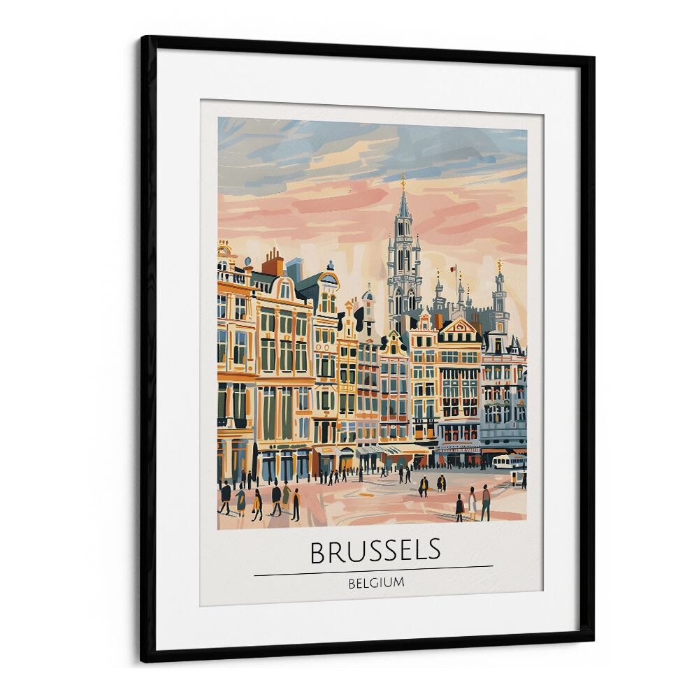 Elegant BRUSSELS - BELGIUM-I, TRAVEL POSTERS framed art print showcasing the charm of Belgium's capital city.