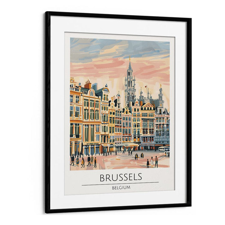 Elegant BRUSSELS - BELGIUM-I, TRAVEL POSTERS framed art print showcasing the charm of Belgium's capital city.