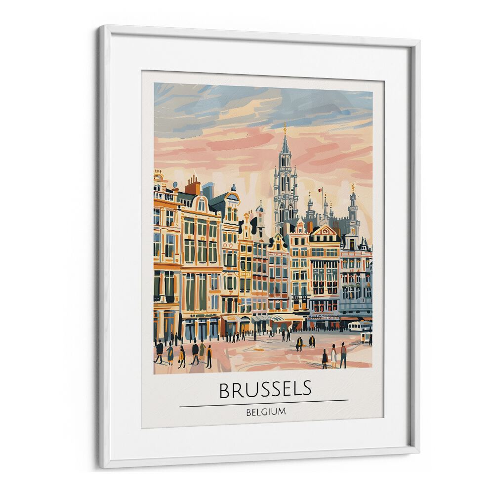 Stylish BRUSSELS - BELGIUM-I, TRAVEL POSTERS framed print showcasing the beautiful architecture of Brussels.
