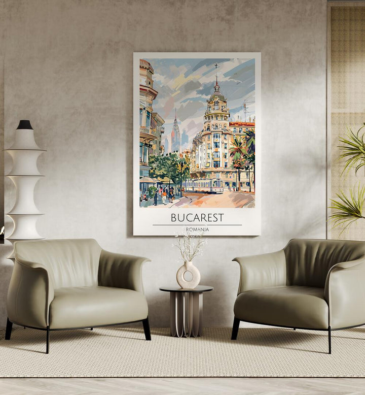 Stylish BUCAREST - ROMANIA, TRAVEL POSTERS showcasing Bucharest's charm, perfect for art enthusiasts and travelers.