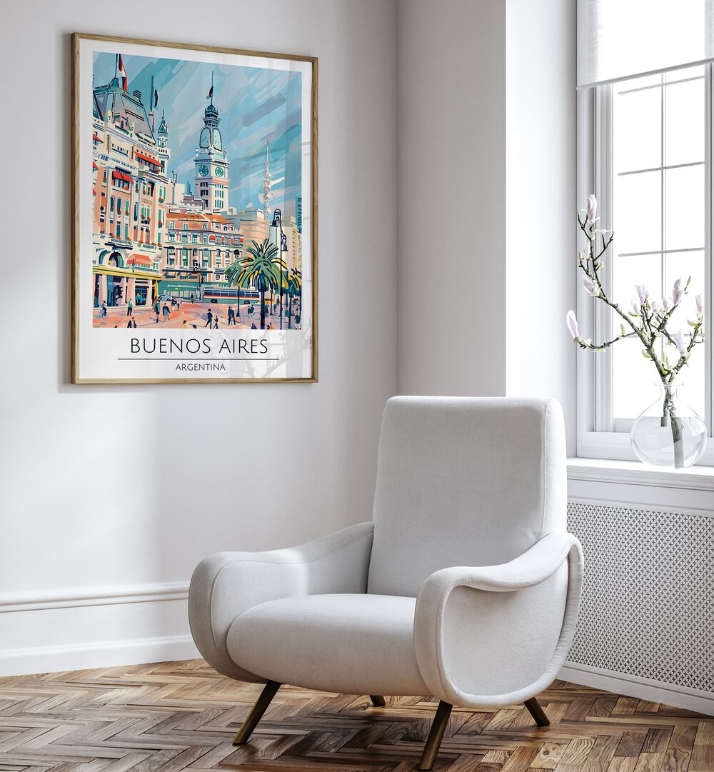 Vibrant BUENOS AIRES - ARGENTINA-II, TRAVEL POSTERS showcasing the city's culture and architecture in stylish decor.