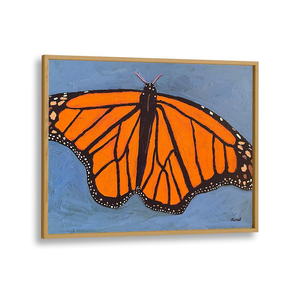 butterfly wildlife paintings in Oak Wood Plain Frame
