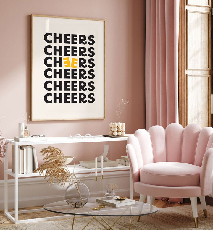 Elevate your decor with CHEERS, QUOTES typography poster, inspiring positivity in any space. Perfect for home or office.
