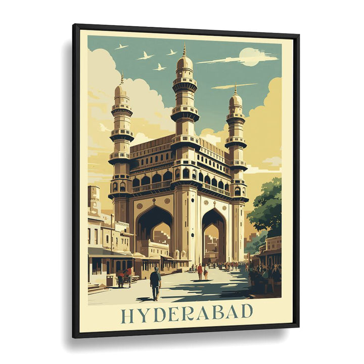 city of nizam-hyderabad travel posters in Black Plain Frame