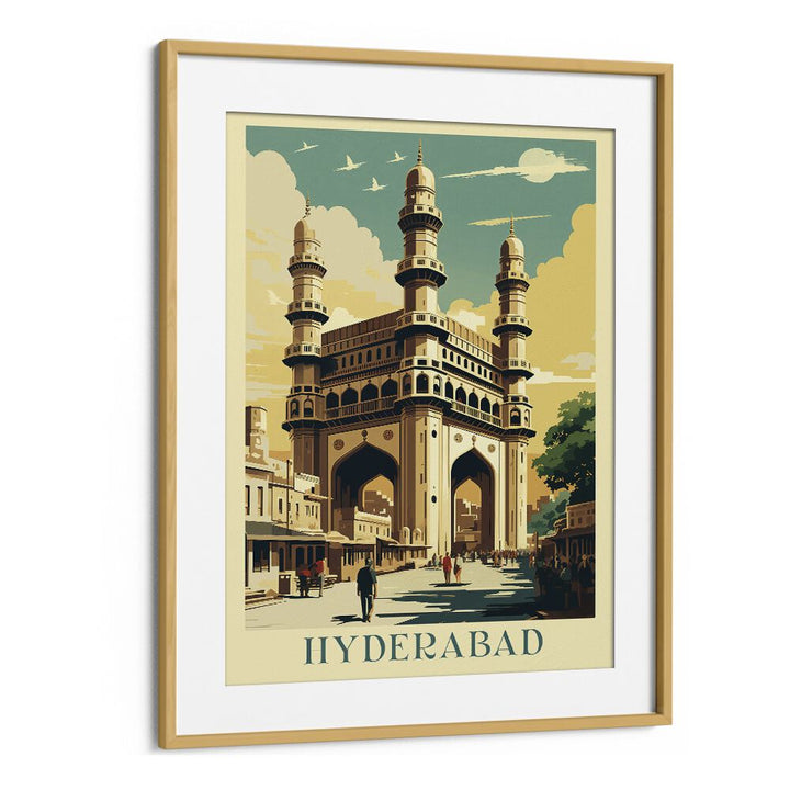 city of nizam-hyderabad travel posters in Oak Wood Frame With Mount