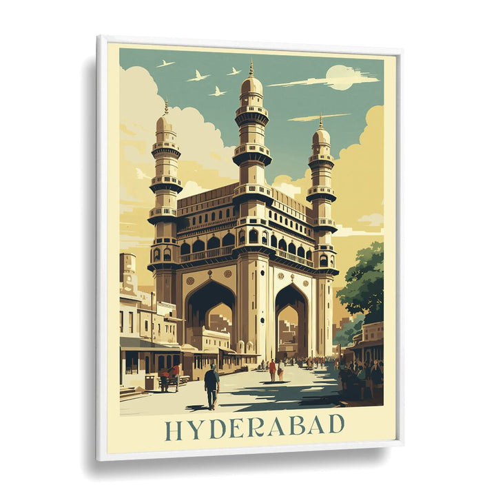 city of nizam-hyderabad travel posters in White Plain Frame