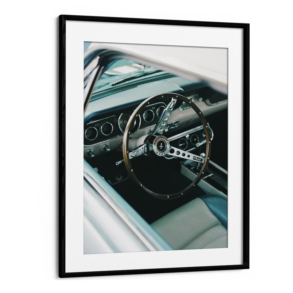 Classic Car VII, car posters featuring a stylish vintage steering wheel in a black frame, perfect for any space.