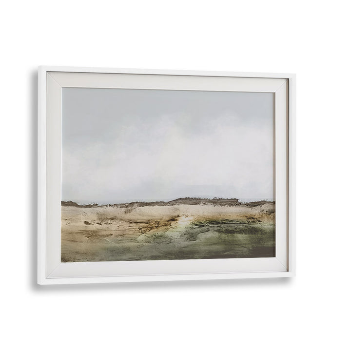 Elevate your decor with CLIFFS, LANDSCAPE PAINTINGS by Dan Hobday, featuring stunning abstract details in a white frame.