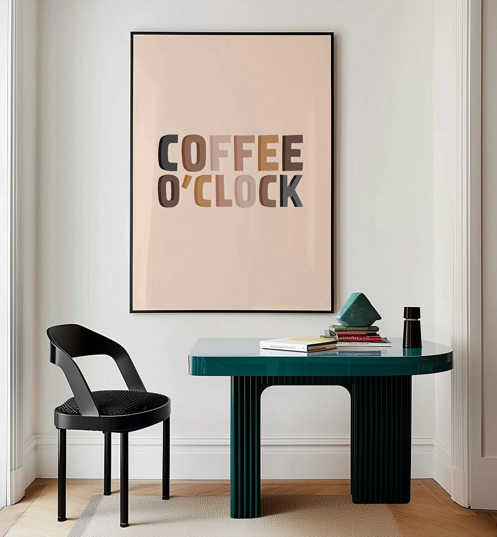 Stylish COFFEE O'CLOCK, QUOTES poster enhances any space with charming typography and modern design. Perfect wall art!
