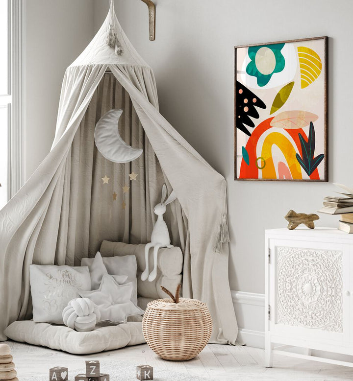 Bright and colorful "CUTOUTS BAUHAUS II KOPIE, ABSTRACT PAINTINGS" by Ana Rut Bre enhances modern decor beautifully.