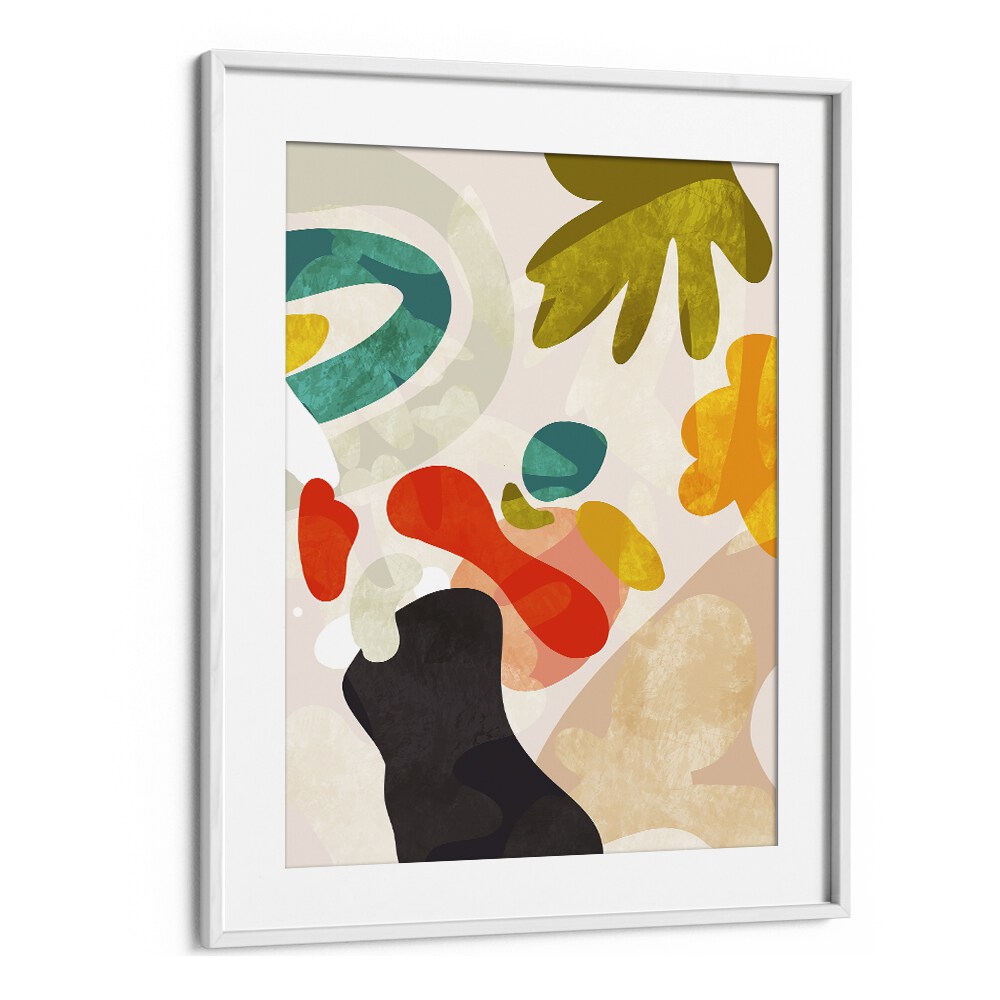 Colorful abstract painting, "CUTOUTS BAUHAUS III KOPIE," by Ana Rut Bre, framing artistic elegance for your wall.