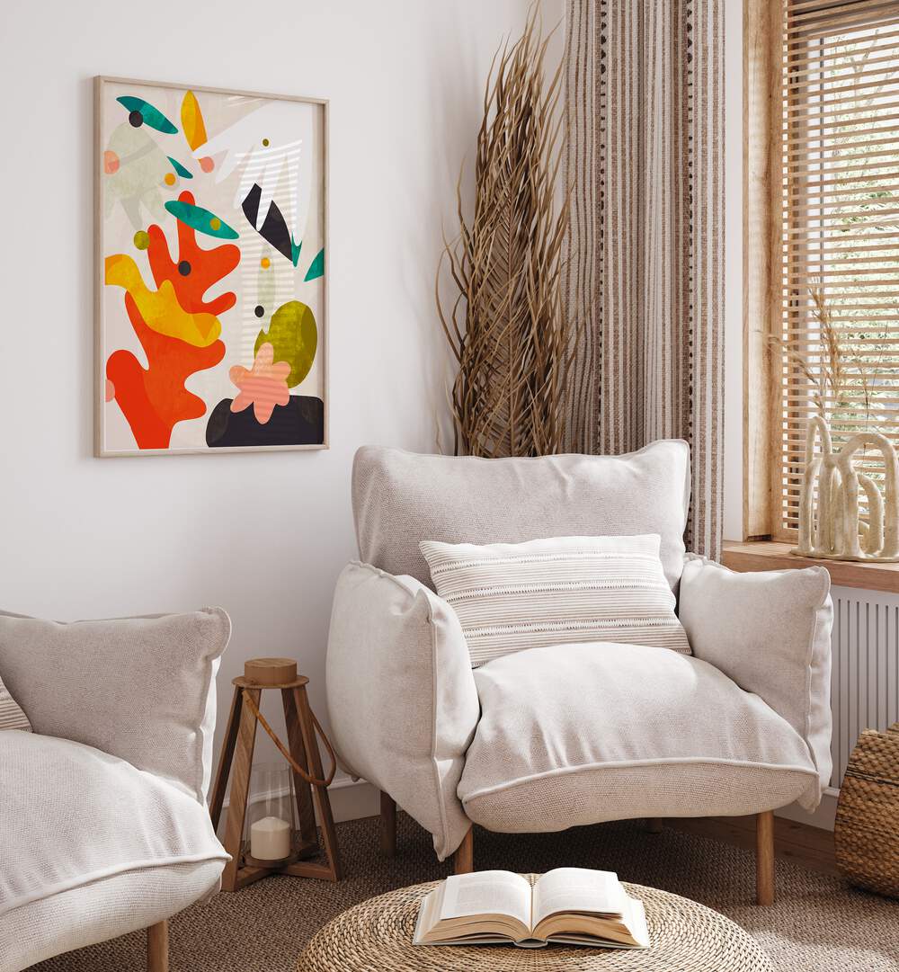 Bright and modern CUTOUTS BAUHAUS IV KOPIE, ABSTRACT PAINTINGS by Ana Rut Bre enhances any living space beautifully.