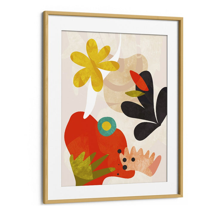 Transform your space with CUTOUTS BAUHAUS KOPIE, ABSTRACT PAINTINGS by Ana Rut Bre in a stylish oak frame.