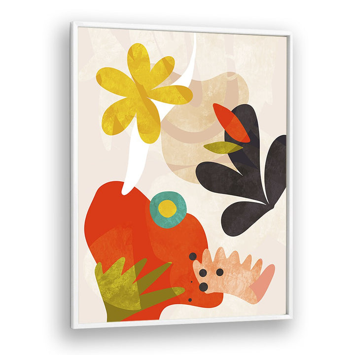 Vibrant CUTOUTS BAUHAUS KOPIE, ABSTRACT PAINTINGS by Ana Rut Bre in a stylish white frame, perfect for modern decor.