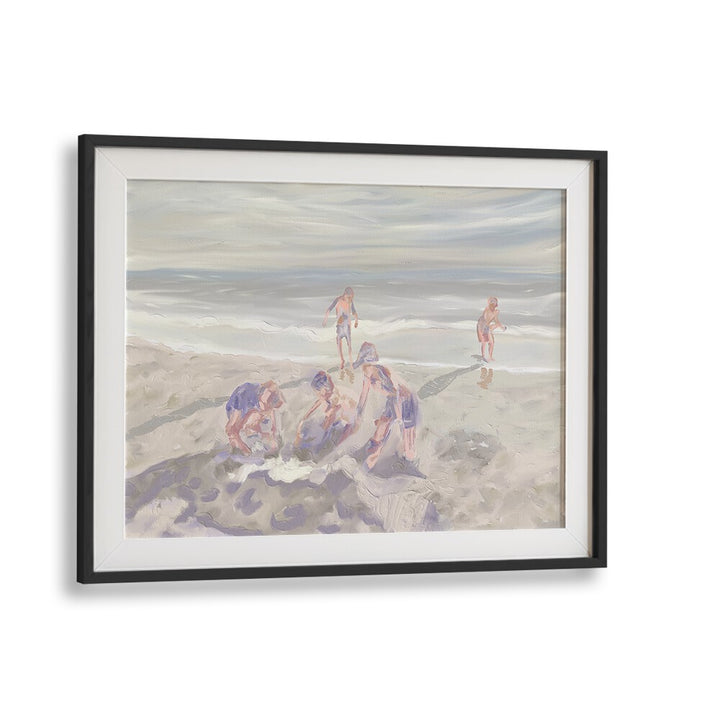 CUZZIES AT THE BEACH, BEACH PAINTINGS showcase serene beach scenes in a stylish black frame, perfect for home decor.