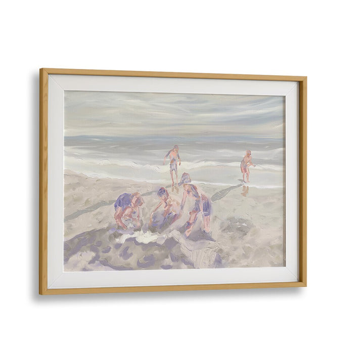 CUZZIES AT THE BEACH, BEACH PAINTINGS showcase children playing on a serene beach, perfect for tranquil home decor.