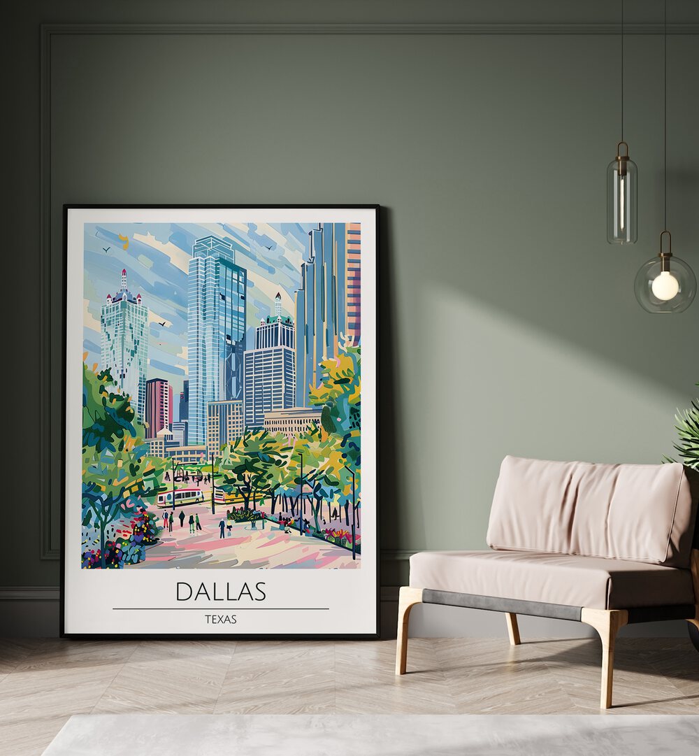 dallas-texas. travel posters Artwork III placed on a Wall