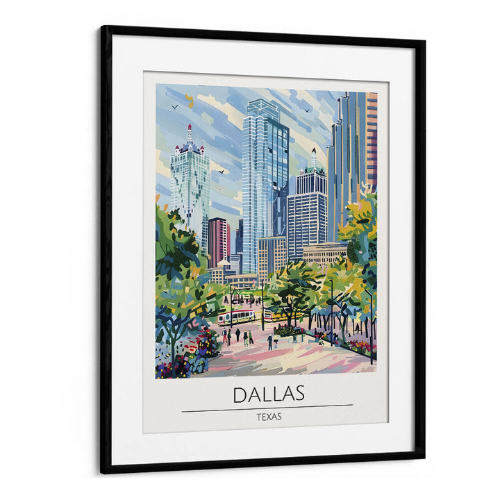 dallas-texas travel posters in Black Frame With Mount
