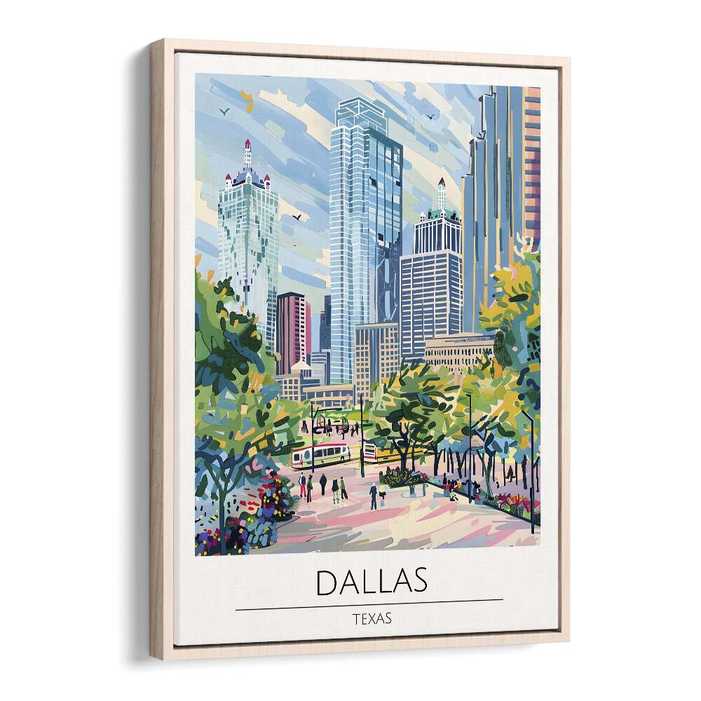 dallas-texas travel posters in Oak Wood Floater Frame