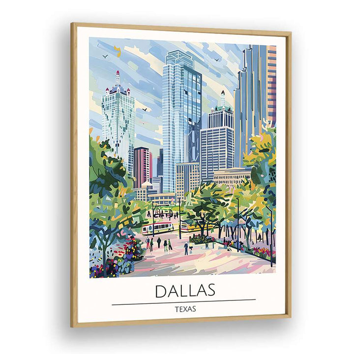 dallas-texas travel posters in Oak Wood Plain Frame