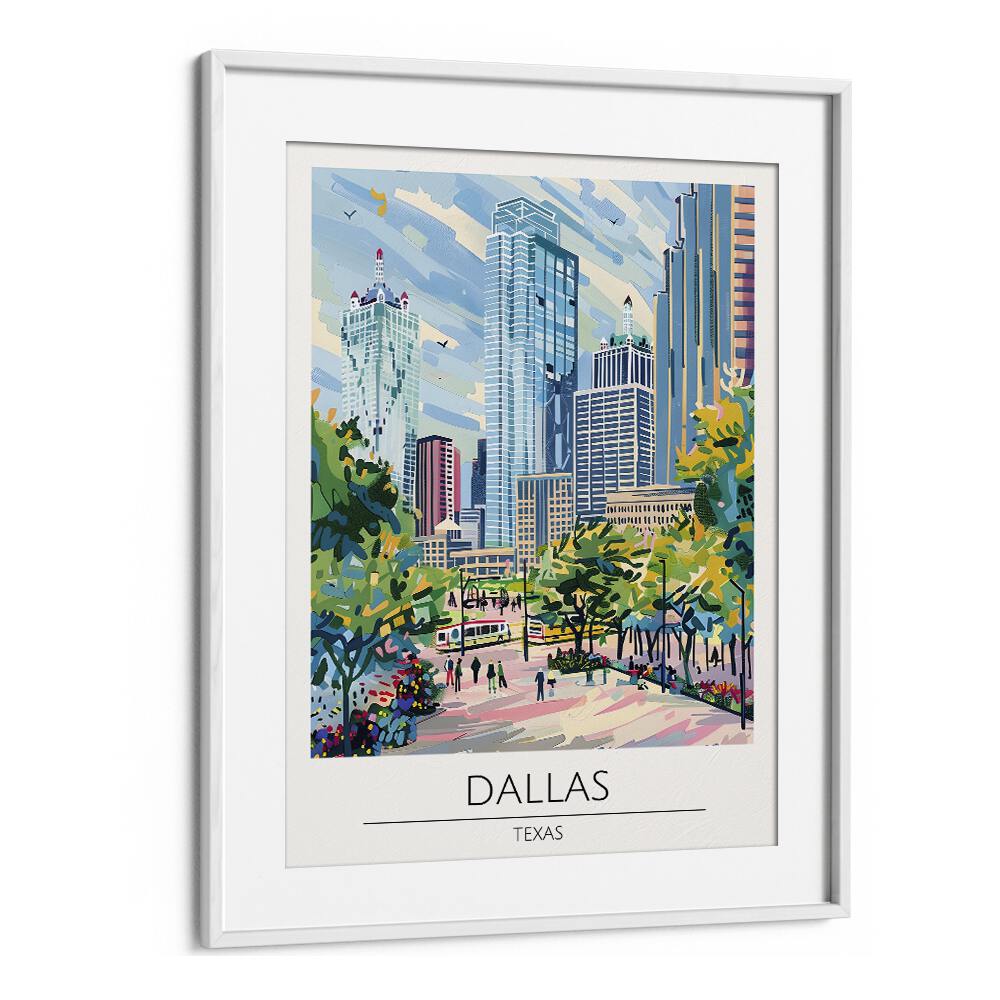 dallas-texas travel posters in White Frame With Mount