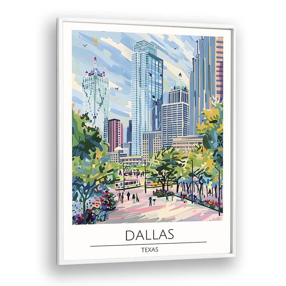 dallas-texas travel posters in White Plain Frame