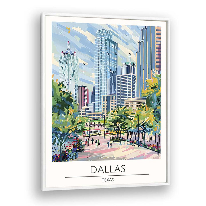 dallas-texas travel posters in White Plain Frame