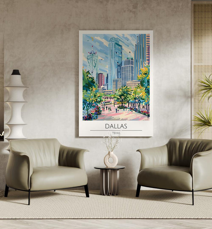 dallas-texas. travel posters Artwork II placed on a Wall