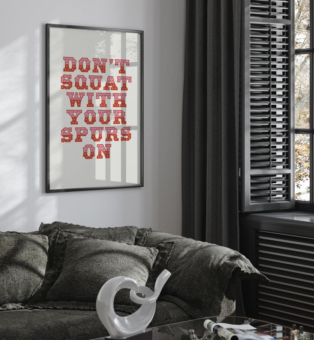 Transform your space with this humorous wall art print featuring the quote "DON'T SQUAT, QUOTES" for a witty touch.