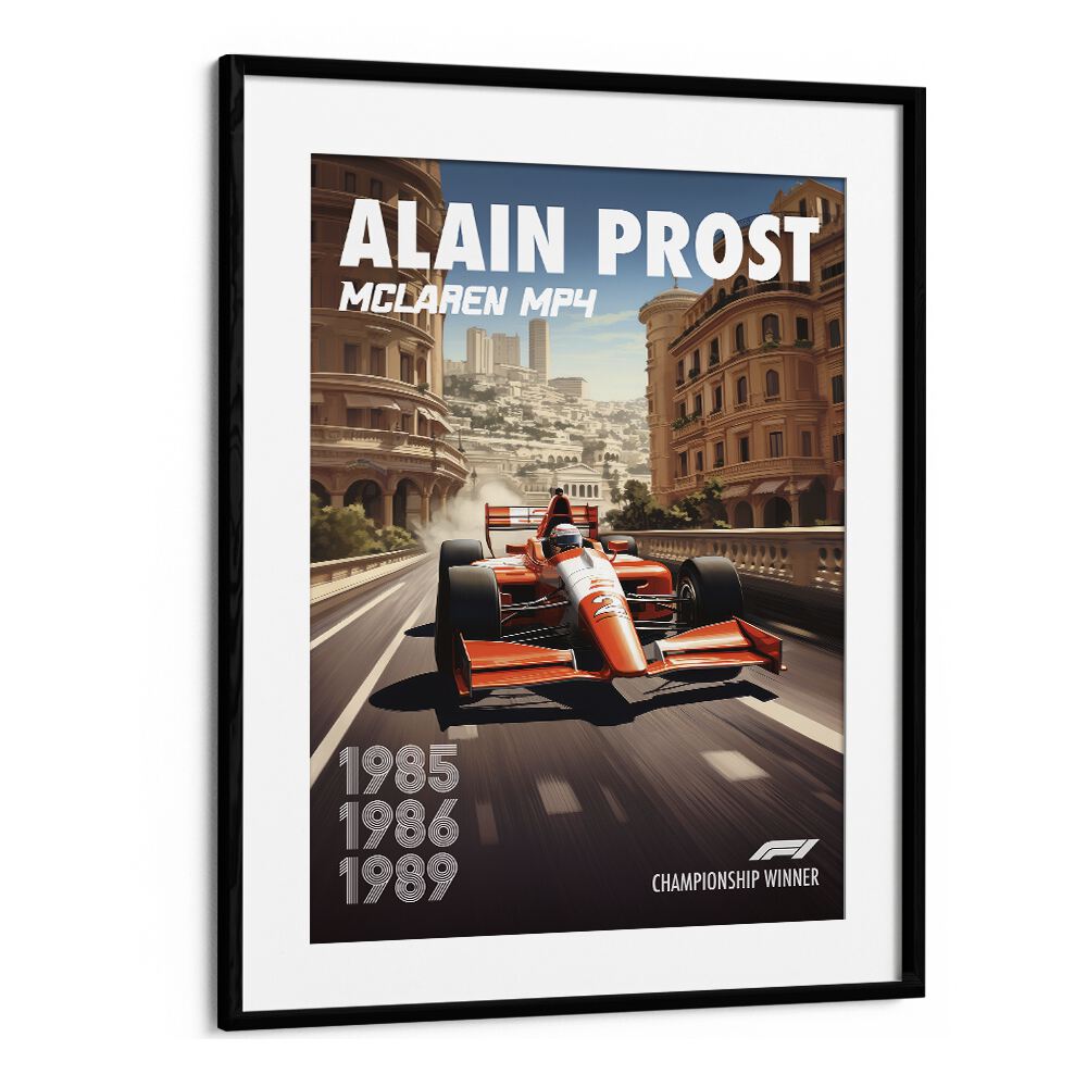 F1 ALAIN PROST - MCLAREN, CAR POSTERS showcase the iconic McLaren MP4, perfect for racing enthusiasts' wall art.