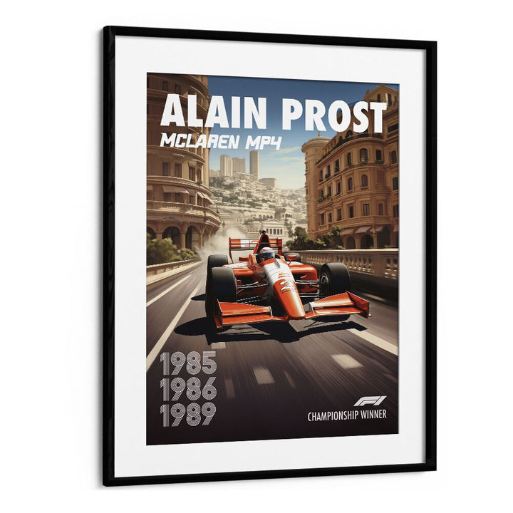 F1 ALAIN PROST - MCLAREN, CAR POSTERS showcase the iconic McLaren MP4, perfect for racing enthusiasts' wall art.