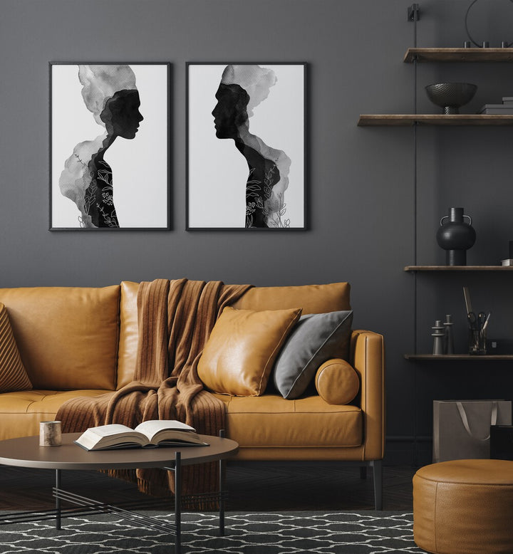 Add a striking touch to your decor with the FACE OFF SET, SET OF 2 PAINTINGS from Asian Monk, featuring elegant silhouettes.