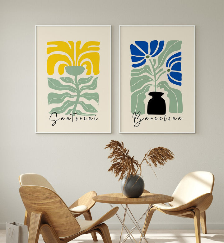 Brighten your space with the FLORA VOL-I, SET OF 2 PAINTINGS, showcasing vibrant botanical designs for elegant decor.