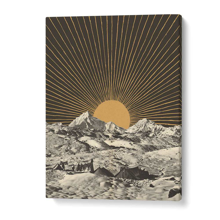 Breathtaking Mountainscape landscape painting by Florent Bodart, showcasing serene mountain beauty and vibrant sun rays.