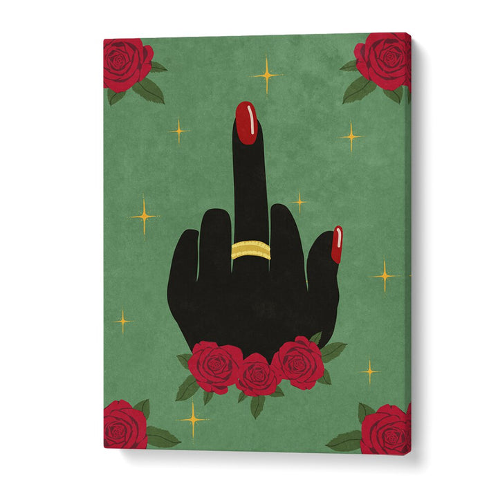 Bold MIDDLE FINGER fashion poster by Raissa Oltmanns, featuring striking roses and a unique aesthetic for modern decor.
