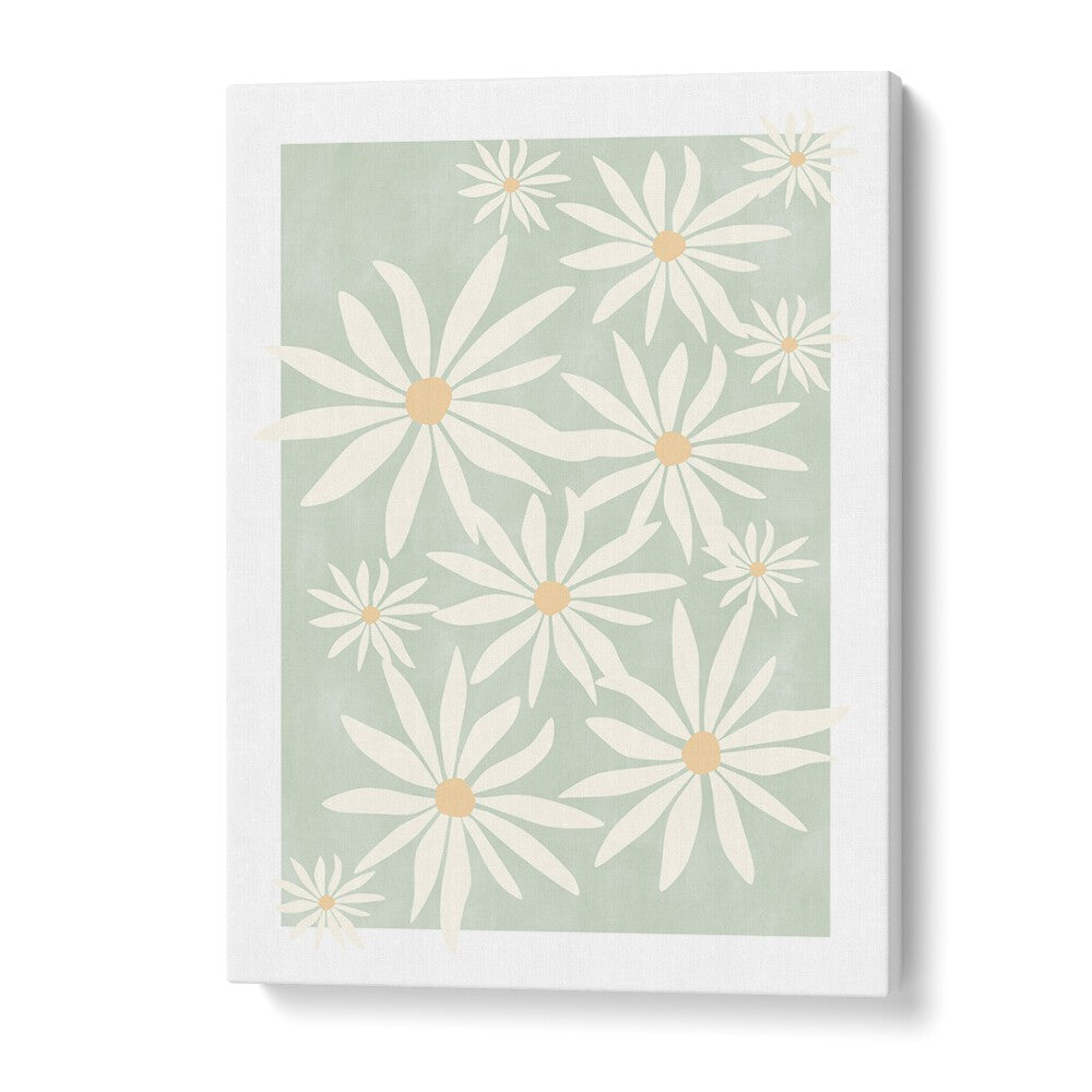 Bright green abstract flowers create a stunning display in floral flower paintings by Elena Ristova. Perfect for any space.