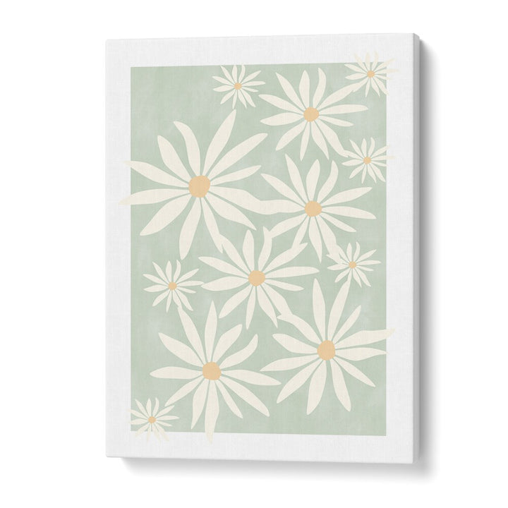 Bright green abstract flowers create a stunning display in floral flower paintings by Elena Ristova. Perfect for any space.