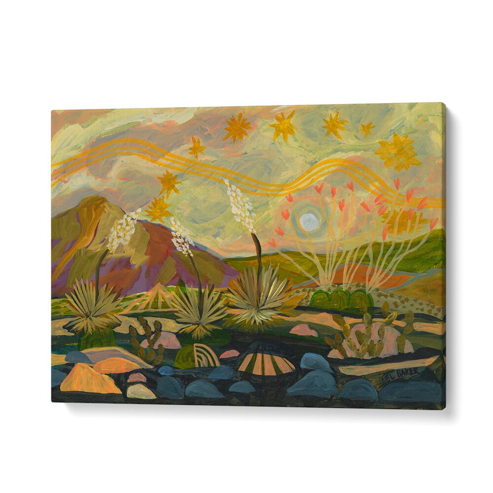 Vibrant YELLOW SKY PRINT, LANDSCAPE PAINTINGS showcasing soft clouds and serene landscapes for your living space.