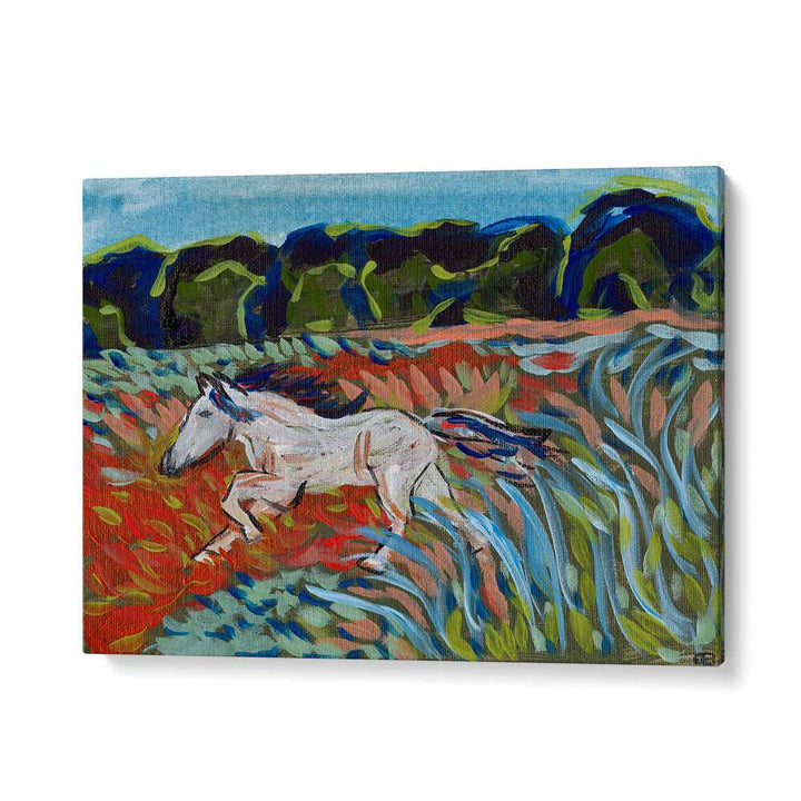 Vibrant MOUNTAIN HORSE, LANDSCAPE PAINTINGS showcasing a horse in a colorful natural setting, perfect for art lovers.