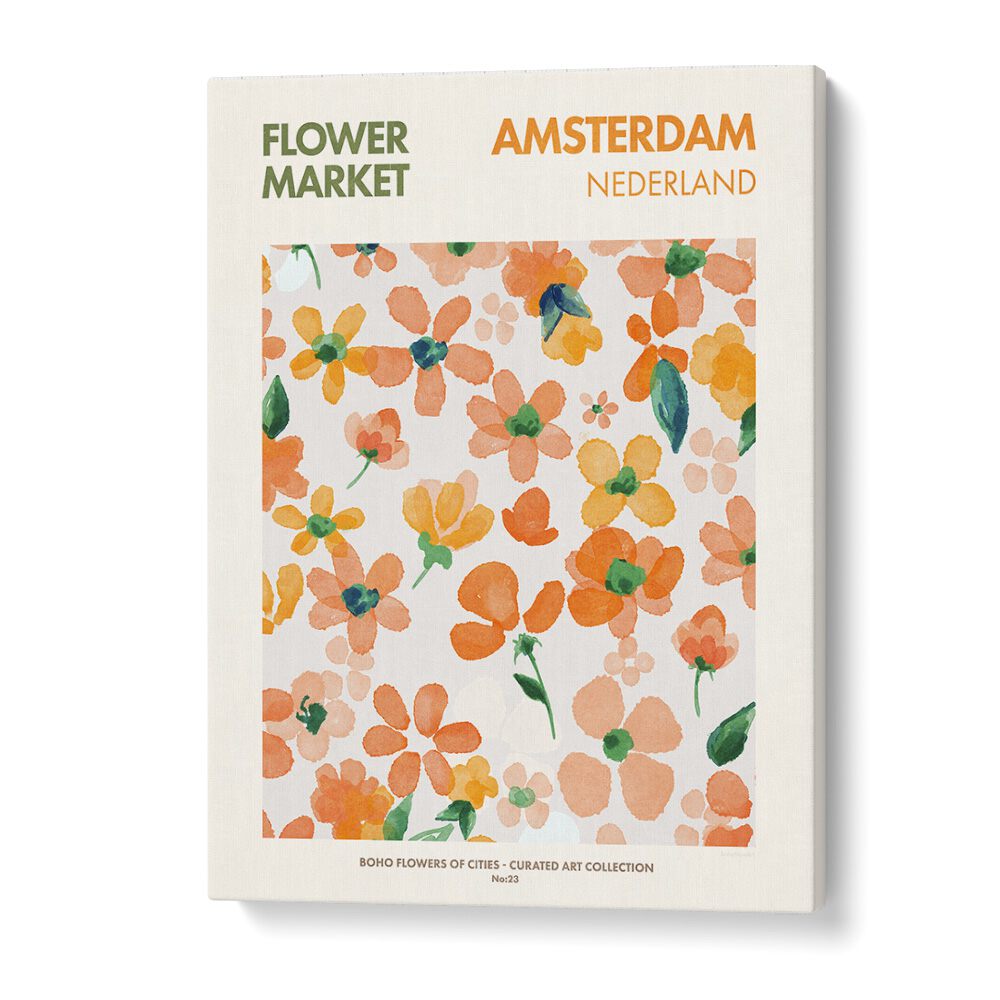 Bright and colorful AMSTERDAM, FLORAL FLOWER PAINTINGS by Emel Tunaboylu, perfect for vibrant home decor.