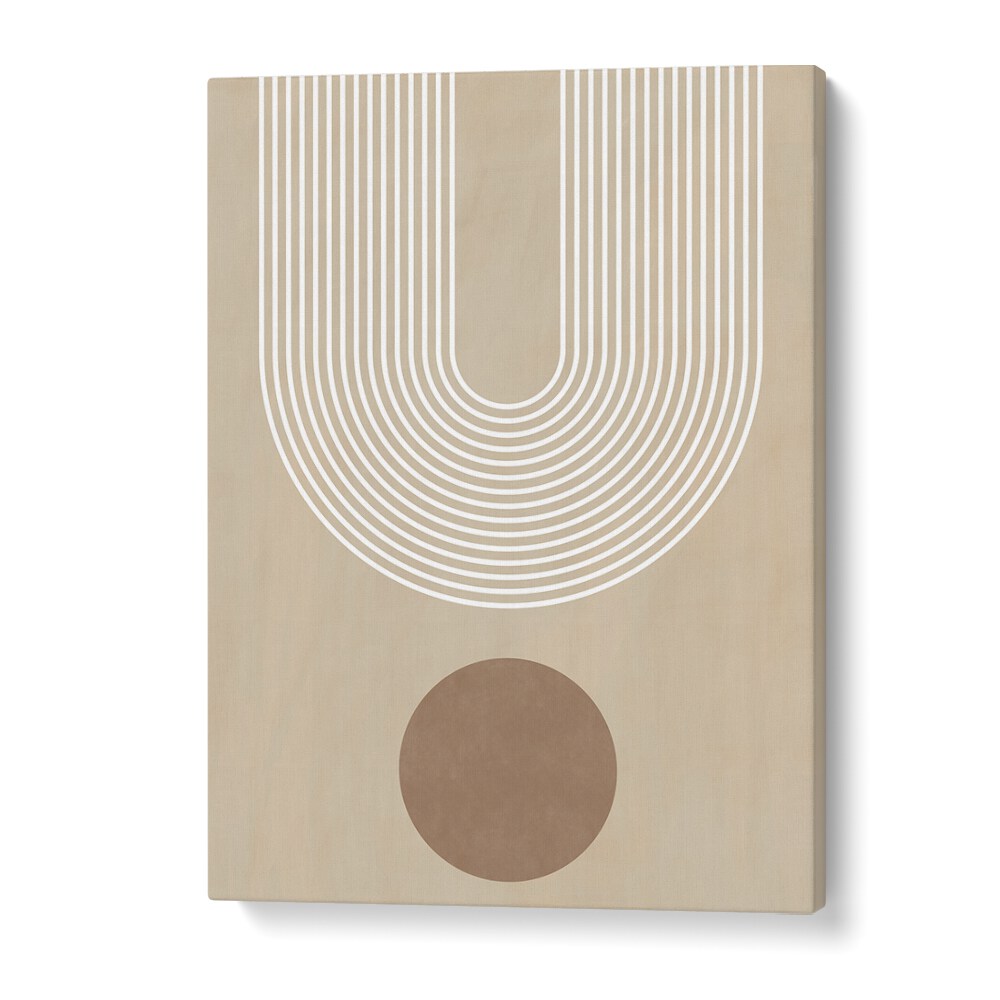 Elegant BEIGE ARC II, BOHO ART PAINTINGS featuring unique lines and earthy tones for modern decor enhancement.