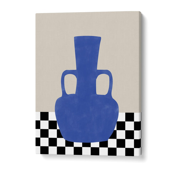 Stunning blue vase against a neutral background in "BLUE STILL LIFE, BOHO ART PAINTINGS" by Elena Ristova.