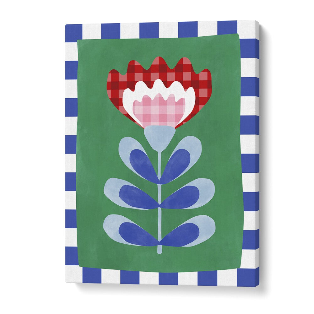 Bright and playful CHECKERED FLOWER, FLORAL FLOWER PAINTINGS by Elena Ristova enhance any space with vibrant designs.