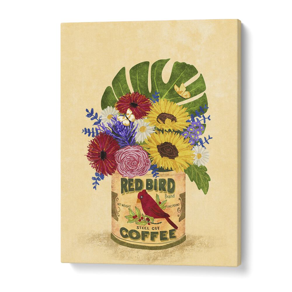 Beautiful floral arrangement in a vintage coffee can, showcasing the charm of "Flowers In A Vintage Coffee, Floral Flower Painting."
