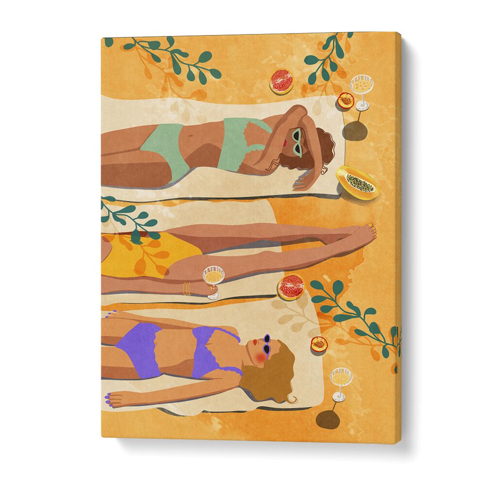 Vibrant SUMMER GIRLS, FASHION POSTERS by Raissa Oltmanns showcase beach vibes and colorful summer days on canvas.